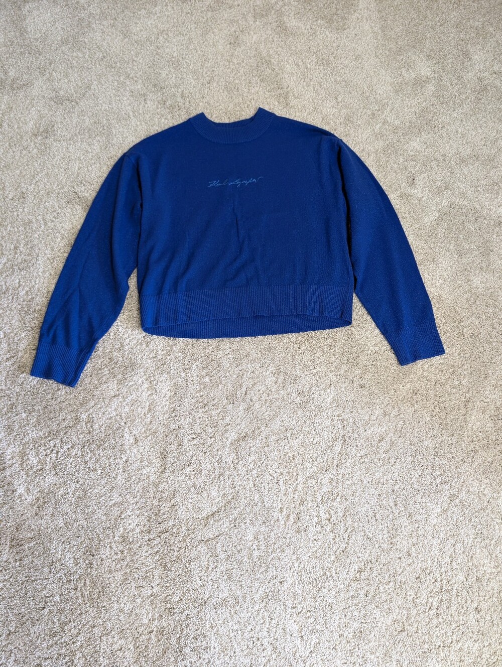 Karl Lagerfeld Royal Blue Crew Neck Lurex Sweater - Large